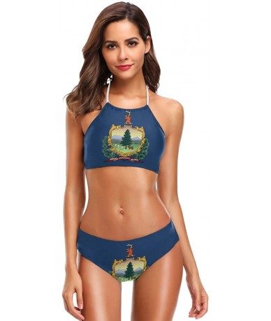 Sets Bikini Bathing Suit Womens 2 Piece Halter Neack High Waist Padded Sexy Swimsuit - Color11 - CQ196RL6I72 $44.96