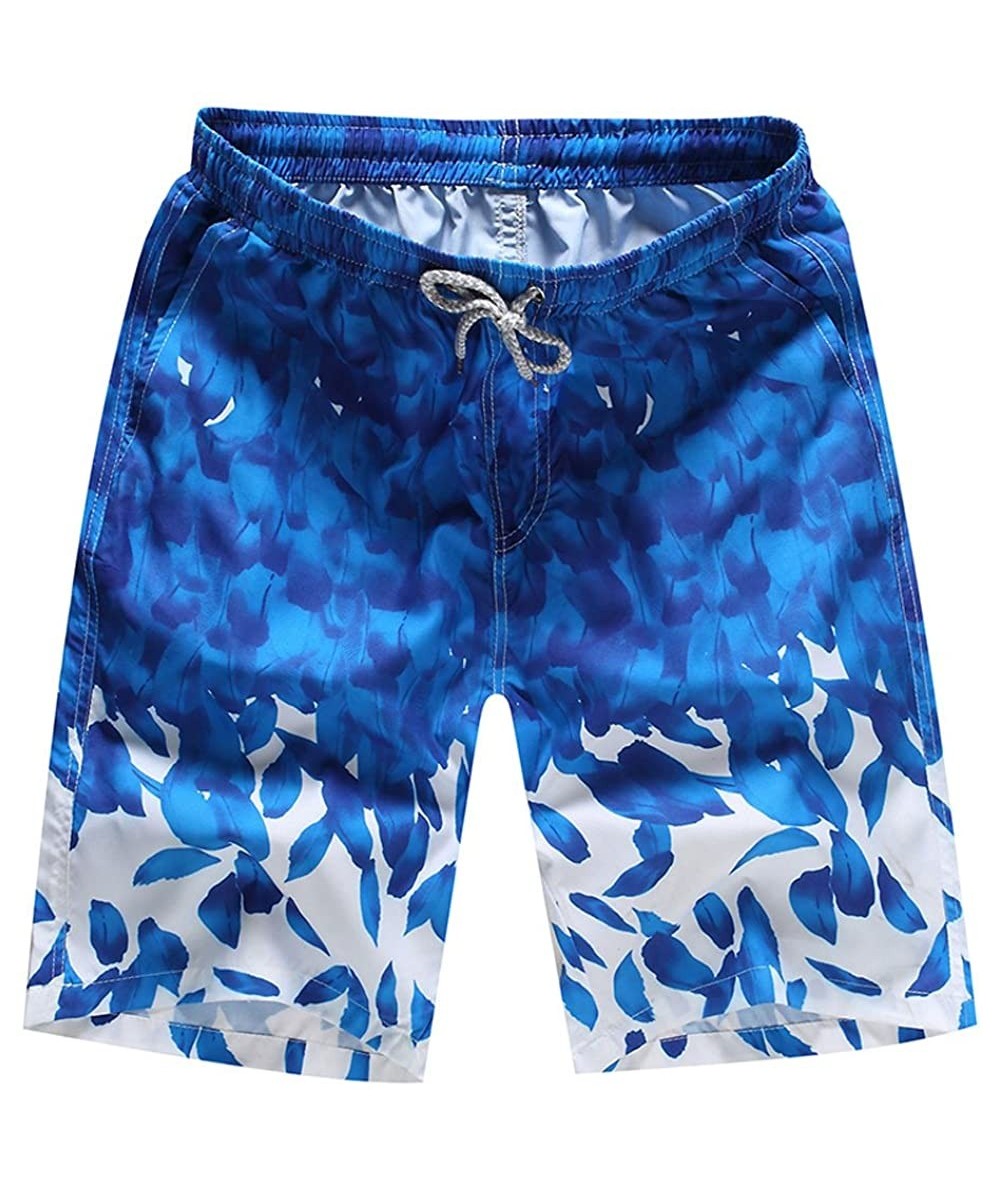 Racing Swim Trunks Quick Dry Surf Board Shorts with Pockets Summer Beach Short Plus Size - Dark Blue - CJ195AMRKRY $20.58