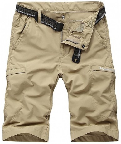 Board Shorts Men's Outdoor Expandable Waist Lightweight Quick Dry Shorts - Khaki - CY18G9SL88M $37.27