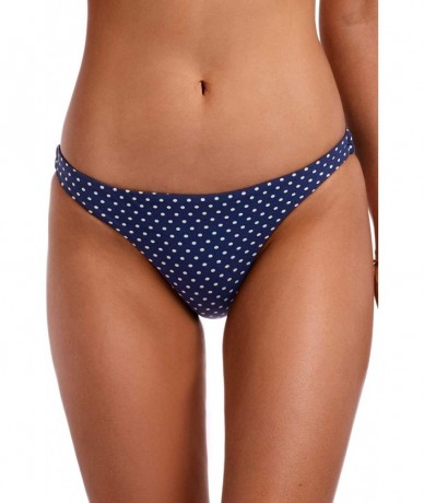 Tankinis Women's Black EcoRib Luciana Bikini Bottom - Rumba Dots Blue - C018LLI0G5N $58.97