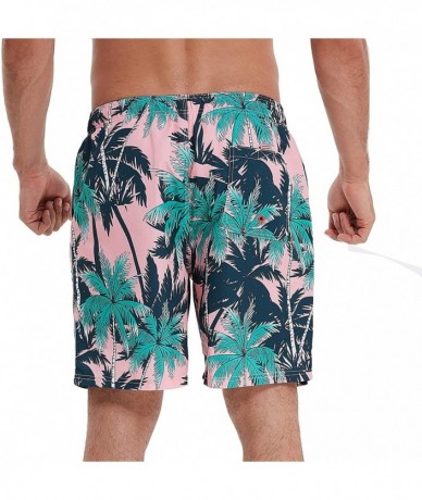 Trunks Men's Swimwear Sports Running Shorts Swim Trunks Quick Dry Lightweight with Pocket - 2-pink-coconut Tree - CK19DTG9U9A...