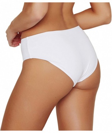 Tankinis Women's Seamless Moderate Coverage Seamless Bikini Bottom - White - CZ18SW80K7T $60.44