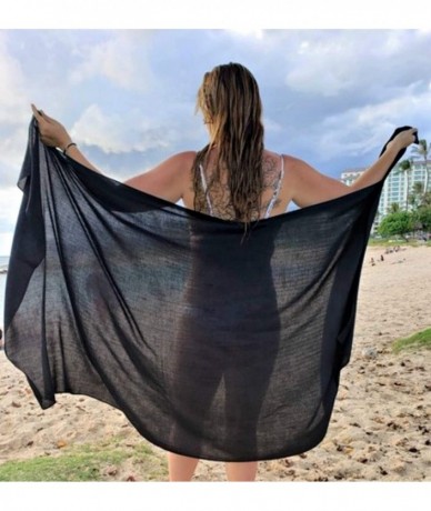 Cover-Ups Womens Sarong Beach Wrap Cover-Half Length Pareos Black and Black/Mauve 2-Pack and Plumeria Hair Clip - C918T4ODTZL...