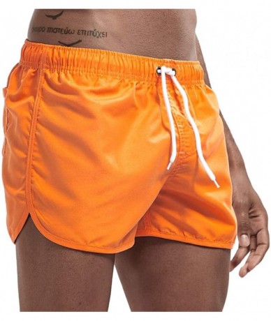 Briefs Men's Spring and Summer Splicing Swimming Trousers and Beach Surfing Shorts - Orange - C518UQUCQKX $22.54