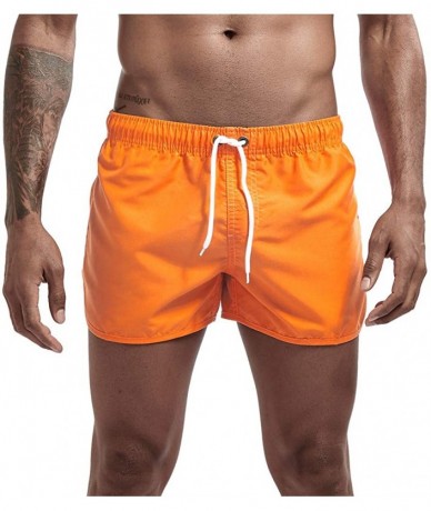 Briefs Men's Spring and Summer Splicing Swimming Trousers and Beach Surfing Shorts - Orange - C518UQUCQKX $22.54