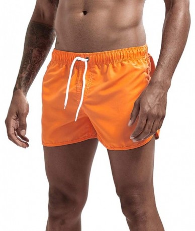 Briefs Men's Spring and Summer Splicing Swimming Trousers and Beach Surfing Shorts - Orange - C518UQUCQKX $22.54