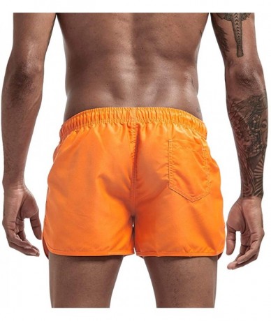 Briefs Men's Spring and Summer Splicing Swimming Trousers and Beach Surfing Shorts - Orange - C518UQUCQKX $22.54