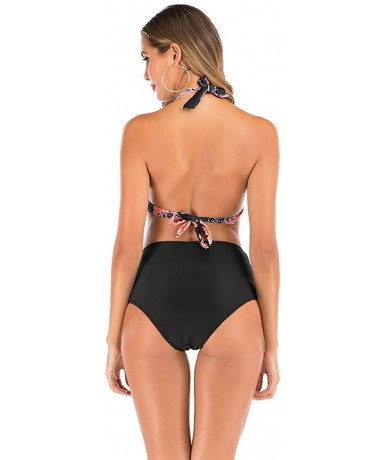 Cover-Ups Women High Waist Bikini Push Up Bikinis Print Swimsuit Female Beachwear Swimwear - A3-black - CR1962GS79K $25.34