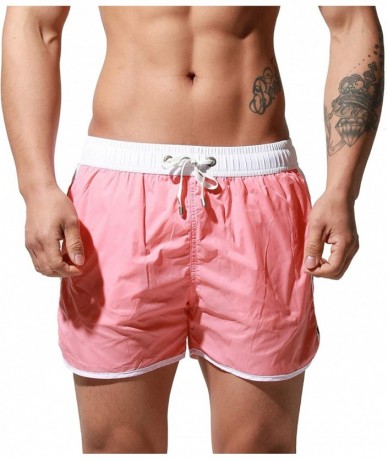 Board Shorts Men's Thin Loose Swimwear All-Day Comfort Board Shorts Surf Fast Dry Swimsuit - Pink - CI198O4KWDZ $36.86