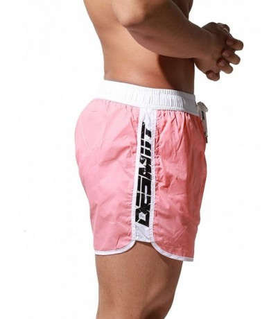 Board Shorts Men's Thin Loose Swimwear All-Day Comfort Board Shorts Surf Fast Dry Swimsuit - Pink - CI198O4KWDZ $36.86