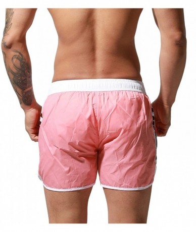 Board Shorts Men's Thin Loose Swimwear All-Day Comfort Board Shorts Surf Fast Dry Swimsuit - Pink - CI198O4KWDZ $36.86