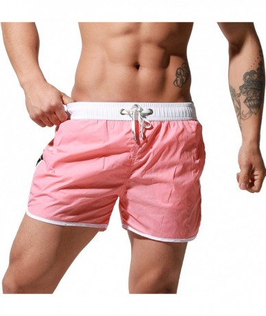 Board Shorts Men's Thin Loose Swimwear All-Day Comfort Board Shorts Surf Fast Dry Swimsuit - Pink - CI198O4KWDZ $36.86