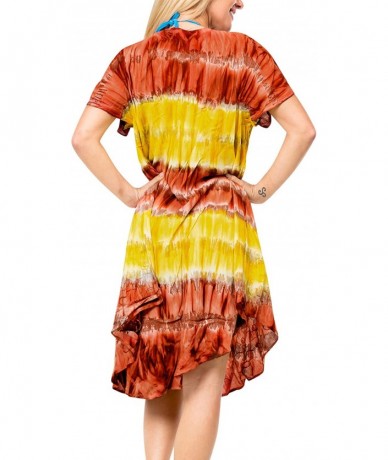 Cover-Ups Women's Summer Casual T Shirt Dresses Beach Cover up Tank Hand Tie Dye - Spooky Red_h645 - CU126CDJSY9 $37.14