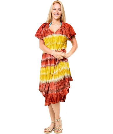 Cover-Ups Women's Summer Casual T Shirt Dresses Beach Cover up Tank Hand Tie Dye - Spooky Red_h645 - CU126CDJSY9 $37.14