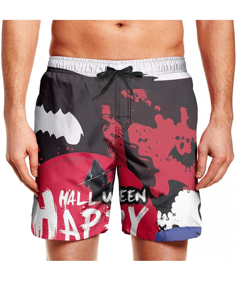 Board Shorts Men's Sportwear Quick Dry Board Shorts Halloween Pumpkin Swim Trunks - Halloween1 - CD18OM6HQZ8 $55.18