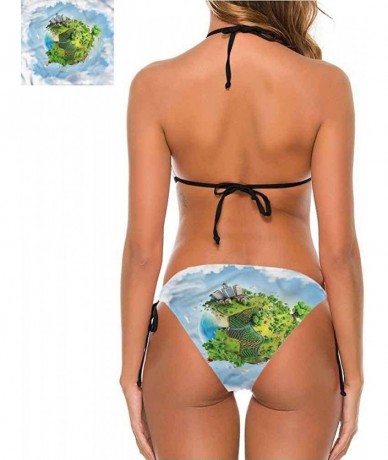 Bottoms Custom Cute Women's Swimwear World Map- Style Discovery for Bridal Wedding Gift - Multi 07-two-piece Swimsuit - C519E...