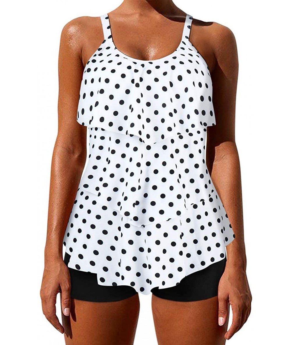 Sets Womens Tankini Bathing Suits Swimdress Tribal Print Swimsuits with Boyshort - 55-polka Dot-2 - CV18QMMSZ3Z $51.73