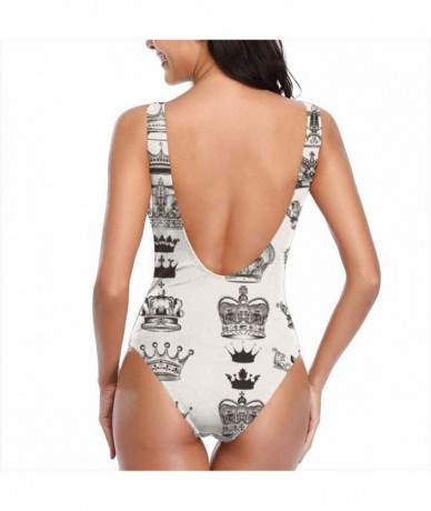 One-Pieces Crown Designs Women's One Piece Swimsuit Swimwear - White - CM18TDLORHK $47.07