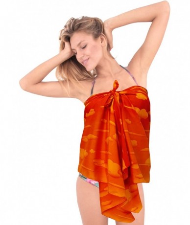 Cover-Ups Shawls Scarves Scarf Women's Plus Size Swimwear Pareo Sarong Bikini Coverups Tie Half Short - Pumpkin Orange_g243 -...