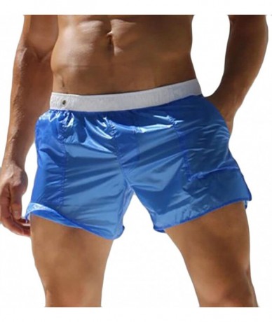 Board Shorts Men's Elastic Waist Pure Color See-Through Quick Dry Beach Shorts liwu - Two - CK18E2KA46H $40.08