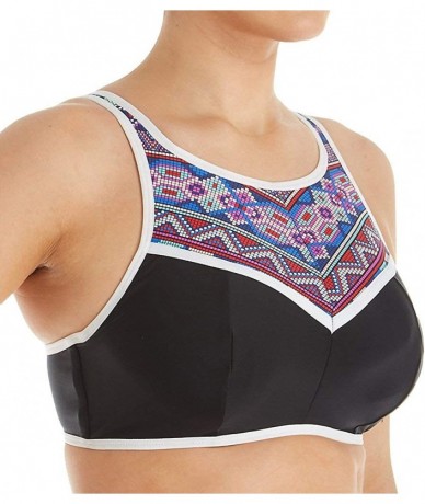 Tops Ayanna High Neck Underwire Crop Top SW1282 (Blue Multi) - Blue Multi - CD18ISY53CL $86.00