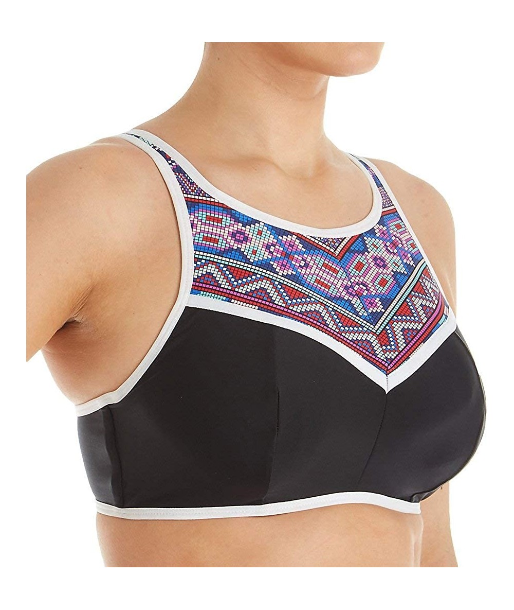 Tops Ayanna High Neck Underwire Crop Top SW1282 (Blue Multi) - Blue Multi - CD18ISY53CL $86.00