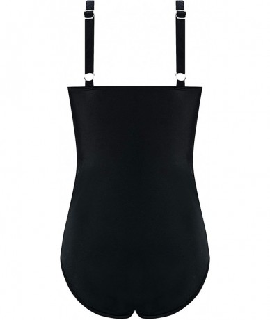 One-Pieces One Piece Swimsuits for Women Front Crossover Tankini High Neck Bathing Suit - Ruffle Black - CW18T94NEGD $47.30