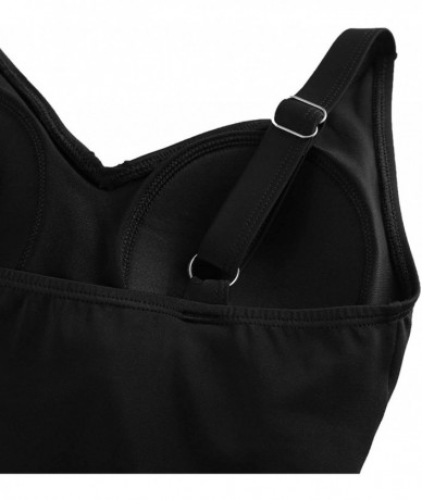 One-Pieces One Piece Swimsuits for Women Front Crossover Tankini High Neck Bathing Suit - Ruffle Black - CW18T94NEGD $47.30