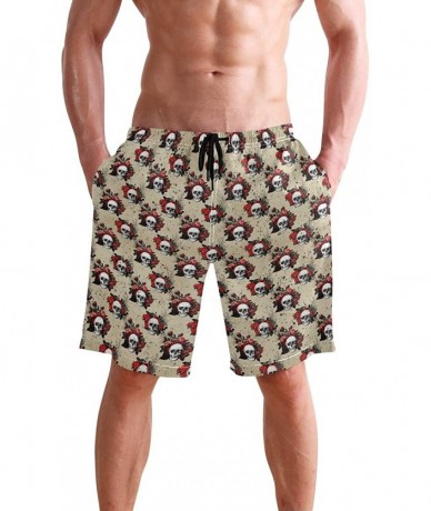 Board Shorts Men's Swim Trunks Wrestle Like You Mean It Quick Dry Beach Board Shorts with Pockets - Skulls With Roses - C218Q...