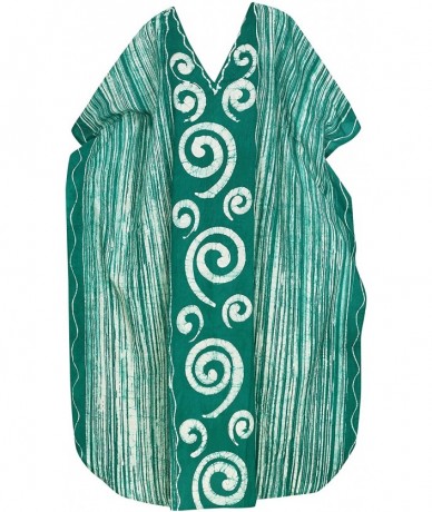 Cover-Ups Women's Kaftan Poncho Party Evening Dress Beach Cover Ups Hand Batik - Sea Green_x572 - CR125U1EDO9 $38.91