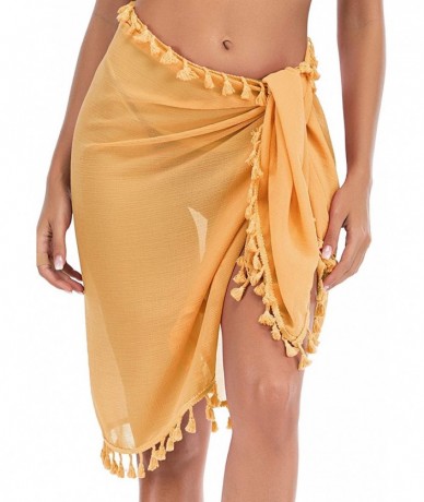 Cover-Ups Swimsuit Cover Ups Bathing Suit for Womens Sarongs Sexy Bikini Beach Wraps Coverups for Women - Yellow - CN19CACU2R...