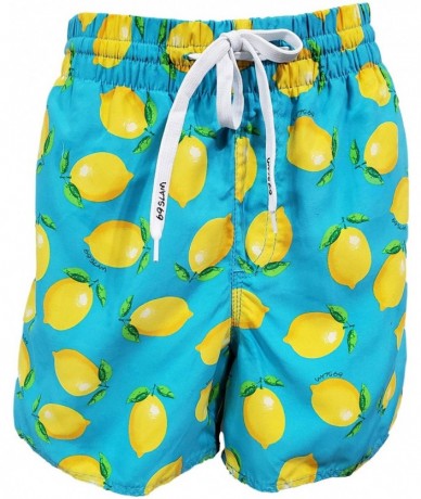 Board Shorts Women's Elastic Waist Medium Length Polyester Swimwear Board Shorts - Lemons - CZ197I5TYIS $56.16