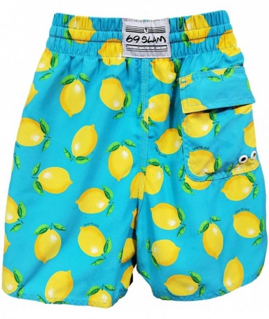 Board Shorts Women's Elastic Waist Medium Length Polyester Swimwear Board Shorts - Lemons - CZ197I5TYIS $56.16