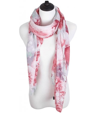 Cover-Ups Multi Use Floral Chiffon Kimono Scarf Wrap Vest Beach Cover Up - Pink - CK12JFA8GLL $18.37