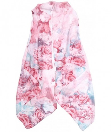 Cover-Ups Multi Use Floral Chiffon Kimono Scarf Wrap Vest Beach Cover Up - Pink - CK12JFA8GLL $18.37