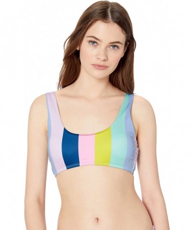 Tops Women's Bralette Hipster Bikini Swimsuit Top - Pink//Prism Stripe - CJ18K2I5893 $36.01