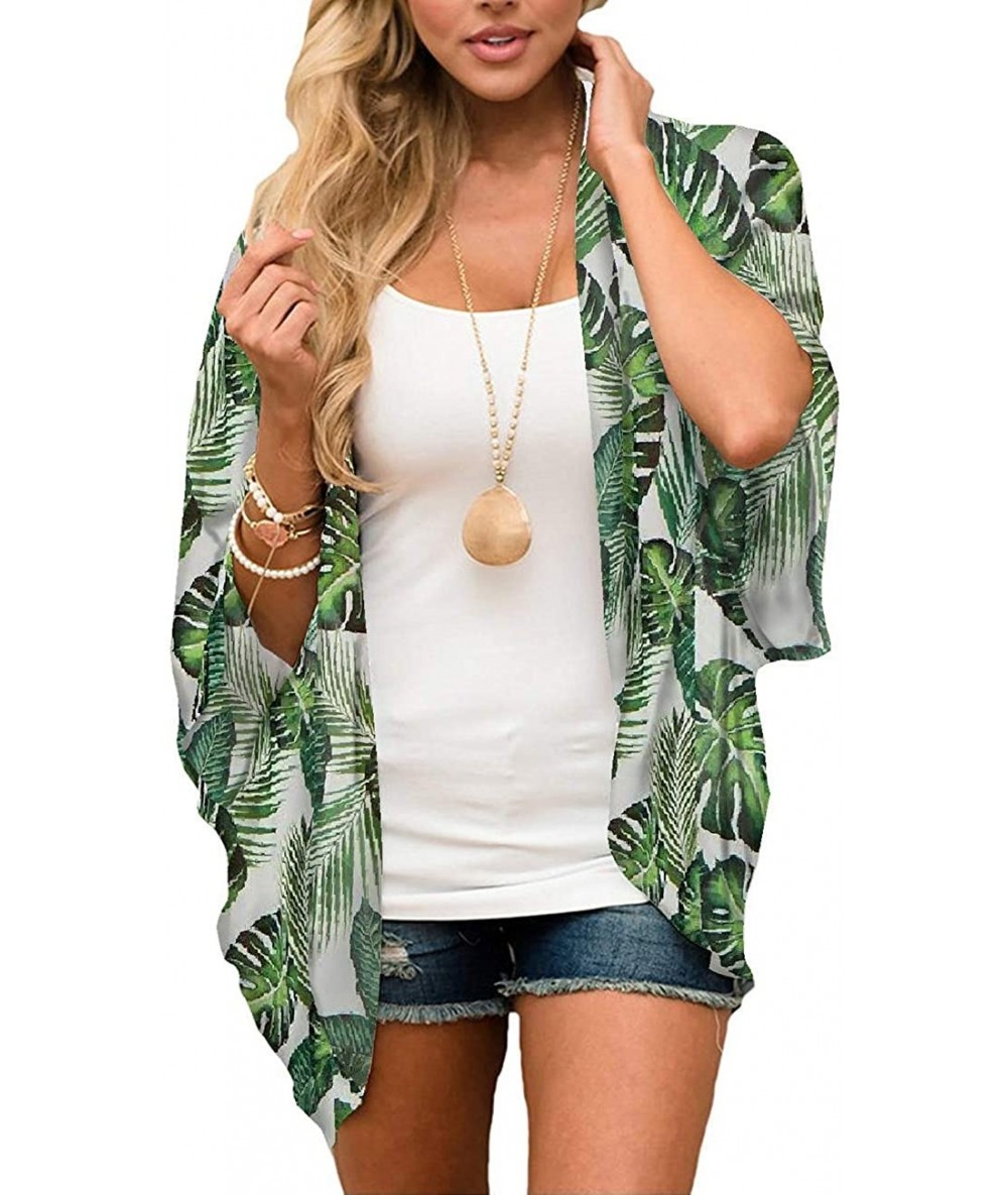 Cover-Ups Womens Kimonos Sheer Chiffon Floral Cardigan Cover up - Fl-64 - CO18W6UC70O $24.87