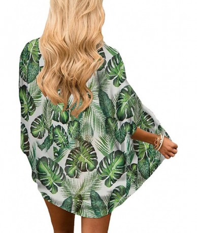 Cover-Ups Womens Kimonos Sheer Chiffon Floral Cardigan Cover up - Fl-64 - CO18W6UC70O $24.87