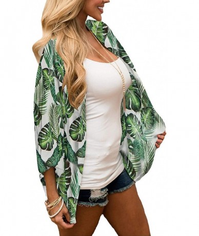 Cover-Ups Womens Kimonos Sheer Chiffon Floral Cardigan Cover up - Fl-64 - CO18W6UC70O $24.87