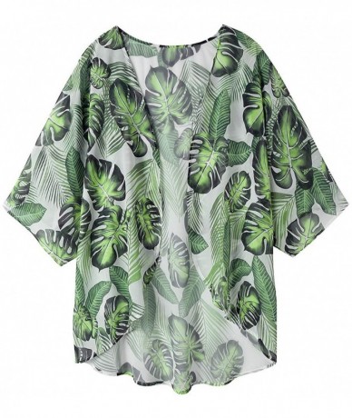 Cover-Ups Womens Kimonos Sheer Chiffon Floral Cardigan Cover up - Fl-64 - CO18W6UC70O $24.87