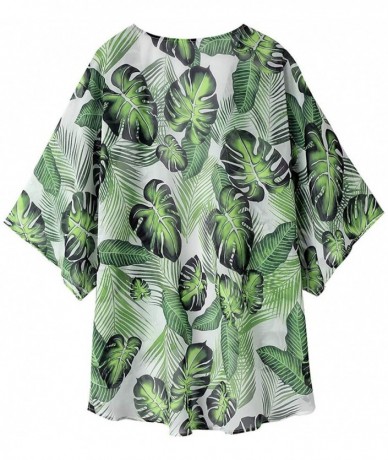 Cover-Ups Womens Kimonos Sheer Chiffon Floral Cardigan Cover up - Fl-64 - CO18W6UC70O $24.87