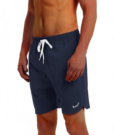 Trunks Men's Stripe Running Workout Training Athletic Shorts Drawstring Casual Shorts - A01-navy - CX19EMOT55W $35.65