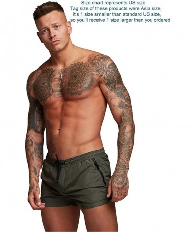 Trunks Mens Swimwear Sports Shorts Swim Trunks with Zipper Pockets - Army Green - CW18RQLUCG4 $32.49