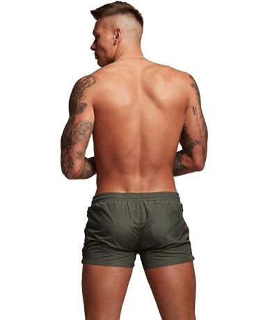 Trunks Mens Swimwear Sports Shorts Swim Trunks with Zipper Pockets - Army Green - CW18RQLUCG4 $32.49