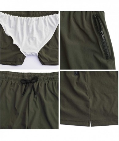 Trunks Mens Swimwear Sports Shorts Swim Trunks with Zipper Pockets - Army Green - CW18RQLUCG4 $32.49