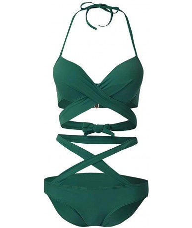 Racing Women One Piece Swimsuit High Neck Plunge Mesh Ruched Monokini Swimwear - C-green - CL194EAT7D9 $30.43