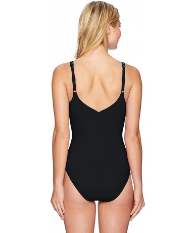 Racing Women's Barbara Wing Back and Tummy Flattening One Piece Swimsuit - Barbara Black - CC1853O8EQD $66.06