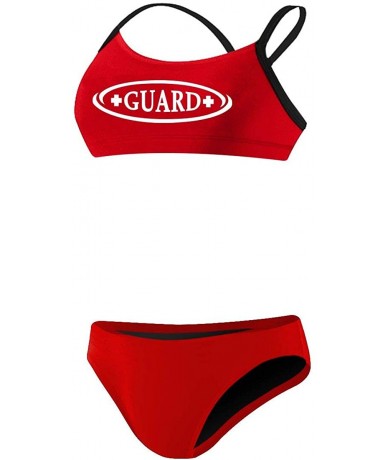 Racing Guard Poly 2-Piece Color Trim Bikini - Red/Black - CH18H9TON6S $58.39