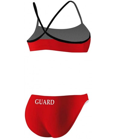 Racing Guard Poly 2-Piece Color Trim Bikini - Red/Black - CH18H9TON6S $58.39