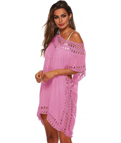 Cover-Ups Women's Hollow Out Swimsuit Cover Ups Mesh Beach Crochet Chiffon Tassel Bathing Suit Bikini Wear Coverups Dress Pin...